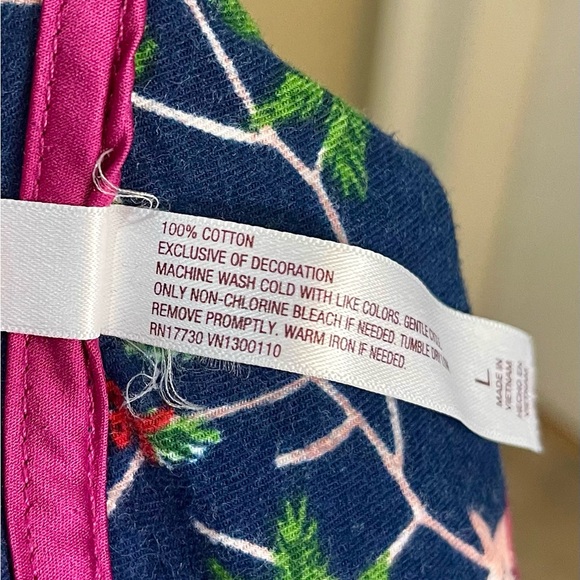 Gilligan & O'Malley 100% Cotton Pajama Set Navy & Pink Deer Print Women's Size L - Picture 9 of 9